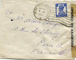 INDE ANGLAISE LETTRE CENSUREE DEPART ULSOOR (BANGALORE) 3 EM 1945 POUR LA FRANCE - 1936-47 Koning George VI