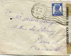 INDE ANGLAISE LETTRE CENSUREE DEPART ULSOOR (BANGALORE) 3 EM 1945 POUR LA FRANCE - 1936-47 King George VI