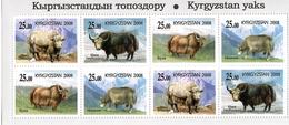 Kyrgyzstan.2008 Fauna. Yaks(Mountains). Sheetlet Of 8 (2 Sets). Michel # 543-46  KB - Kirghizistan