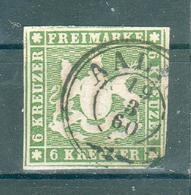 ALLEMAGNE ; WURTEMBERG ; 1858 ; Y&T N° 13 (sans Fil De Soie) ; Oblitéré - Wurttemberg