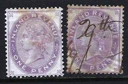 GB QV Inland Revenue 1d Violet X 2 (1Mint, 1Used) - Steuermarken