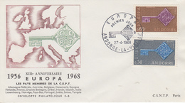 Enveloppe  FDC  1er  Jour   ANDORRE   Paire   EUROPA    1968 - 1968