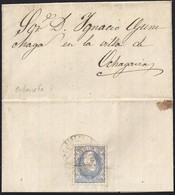 1870. ORBAICETA (NAVARRA) A OCHAGAVIA. 50 MILS. ED. 107 AL DORSO. MAT. "CARTERIA DE/BURGUETE". MUY BONITA Y MUY RARA. - Covers & Documents