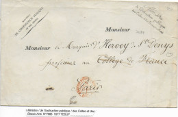 1877 - ENVELOPPE FRANCHISE Avec MARQUE LINEAIRE Du MINISTRE De L'INSTRUCTION PUBLIQUE, DES CULTES Et Des BEAUX-ARTS - Lettere In Franchigia Civile