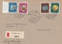 Yv 449/452 (complete Serie) On Registered Cover St Moritz 30.1.48 To Luzern - "Olympische Winterspiele"!! - Winter 1948: St. Moritz