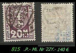 Portomarke Mi. Nr. 22 Y Gebraucht - Geprüft - DANZIG 1 S - Postage Due