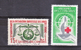 Comores  27,/28 Croix Rouge Déclaration Universelle Des Droits De L'homme  Oblitéré Used Cote 17 - Gebraucht