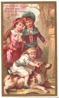 Figurina, Chromo, Victorian Trade Card. Chocolat IBLED. Leçon D'équitation. Bambina Cavalca Cane. - Ibled