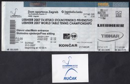 Croatia 2007 / Liebherr World Table Tennis Championships / Ticket + Voucher For Lunch - Tafeltennis