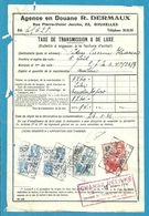 Fiscale Zegels 50 Fr + 10 Fr..TP Fiscaux / Op Dokument Douane En 1935 Taxe De Transmission Et De Luxe - Documentos