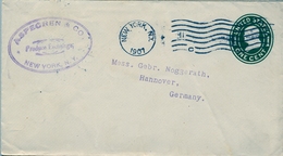 1901 , ESTADOS UNIDOS ,  SOBRE ENTERO POSTAL , NEW YORK - HANNOVER , LLEGADA - 1901-20