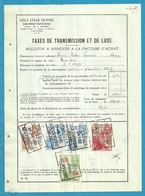 Fiscale Zegels 100 Fr + 30 Fr..TP Fiscaux / Op Dokument Douane En 1935 Taxe De Transmission Et De Luxe - Documents