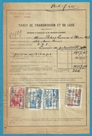 Fiscale Zegels 200 Fr + 30 Fr..TP Fiscaux / Op Dokument Douane En 1935 Taxe De Transmission Et De Luxe - Documents