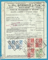 Fiscale Zegels 50 Fr + 6 Fr..TP Fiscaux / Op Dokument Douane En 1936 Taxe De Transmission Et De Luxe - Documents