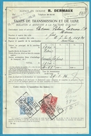 Fiscale Zegels 40 Fr + 9 Fr..TP Fiscaux / Op Dokument Douane En 1936 Taxe De Transmission Et De Luxe - Documents