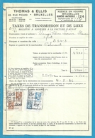 Fiscale Zegels 100 Fr + 10 Fr..TP Fiscaux / Op Dokument Douane En 1936 Taxe De Transmission Et De Luxe - Documents