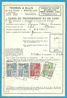 Fiscale Zegels 10 Fr + 4 Fr..TP Fiscaux / Op Dokument Douane En 1936 Taxe De Transmission Et De Luxe - Documents