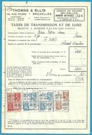 Fiscale Zegels 100 Fr + 30 Fr..TP Fiscaux / Op Dokument Douane En 1936 Taxe De Transmission Et De Luxe - Documents