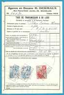 Fiscale Zegels 50 Fr + 7 Fr..TP Fiscaux / Op Dokument Douane En 1934 Taxe De Transmission Et De Luxe - Documents