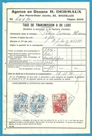 Fiscale Zegels 50 Fr + 7 Fr..TP Fiscaux / Op Dokument Douane En 1934 Taxe De Transmission Et De Luxe - Documentos