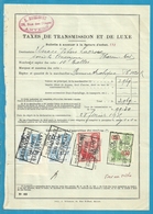 Fiscale Zegels 50 Fr + 9 Fr..TP Fiscaux / Op Dokument Douane En 1935 Taxe De Transmission Et De Luxe - Documentos