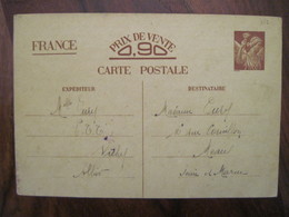 France 1940 Entier Postal Carte Postale Interzone  WW2 Occupation PGG VICHY PTT - Standard Postcards & Stamped On Demand (before 1995)