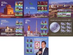 Turkmenistan 2001, 10th Anniversary Of Independence, 7 Blocks - Turkmenistan