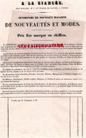 37- TOURS- RARE LETTRE A LA FIANCEE- 7 RUE ROYALE PLACE DE BANNE- OUVERTURE NOUVEAUX MAGASINS  MODES-M. E.COINTREAU - 1800 – 1899