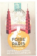 PARIS Carte Postale Foire De Paris 1949  8F Gandon Yv 810 Oblitéré Cachet Temporaire - Covers & Documents