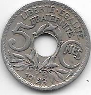 France 5 Centiemes 1923 Tb  Km 875 Xf - 5 Centimes