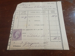 MARCA DA BOLLO DA 5 CENTESIMI SU DOCUMENTO-1878 - Fiscale Zegels