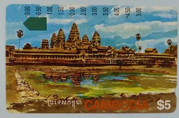 CAMBODIA - $5 - Anritsu - Angkor Ruins -  Used - Kambodscha