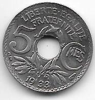 France 5 Centimes 1933   Km 875 Vf+ - 5 Centimes