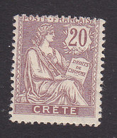 French Offices In Crete, Scott #8, Mint Hinged, Rights Of Man, Issued 1902 - Ongebruikt