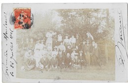 MONTSOULT (95) Carte Photo Groupe En Promenade 1906 Gros Plan - Montsoult