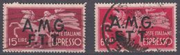 TRIESTE ZONA A - 1947/1948 - Espresso, Lotto Di 2 Valori Usati: Yvert 1 E 4. - Exprespost