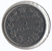 ALBERT I * 5 Frank / 1 Belga 1930 Frans  Pos A * Nr 7091 - 5 Frank & 1 Belga