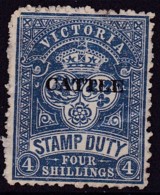 Australia Stamp Duty Cattle Ovpt 4/- Used - Revenue Stamps