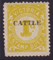 Australia Stamp Duty Cattle Ovpt 1d Mint Full Gum - Fiscales