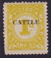 Australia Stamp Duty Cattle Ovpt 1d Mint Full Gum - Fiscaux