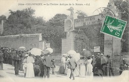 CARTE POSTALE ORIGINALE ANCIENNE CHAMPIGNY INAUGURATION THEATRE ANTIQUE DE ALBERT DARMONT 23 JUIN 1905 ANIMEE MARNE (51) - Champigny