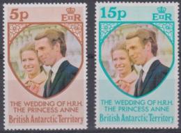 BRITISH ANTARCTIC TERRITORY - 1973 Anne's Wedding. Scott 60-61. MNH ** - Gebruikt