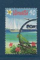 Timbre Oblitéré Vanuatu, N°957 Yt, Tourisme, Voilier, Perroquet - Vanuatu (1980-...)