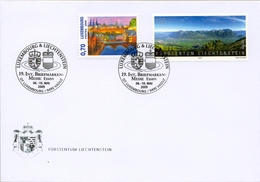 2009 , LIECHTENSTEIN , LNT. BRIEFMARKEN - MESSE , ESSEN , PINTURA , PAISAJES - Storia Postale