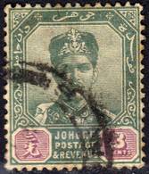 Johore 1896 3 C Green& Dull Claret SG41a - Used - Johore