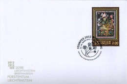 2012 , LIECHTENSTEIN , STAMPEX 2012 - HOG KONG , ARTE , PINTURA , FLORES - Lettres & Documents