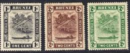Brunei 1924 1 C & 2 Cs SG60-62 - Mint Previously Lightly Hinged - Brunei (...-1984)
