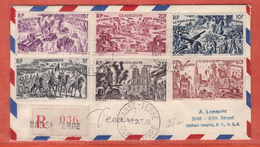 GUADELOUPE LETTRE RECOMMANDEE SIGNEE DECARIS SERIE TCHAD AU RHIN DE 1946 DE BASSE TERRE POUR NEW YORK ETATS UNIS - Storia Postale