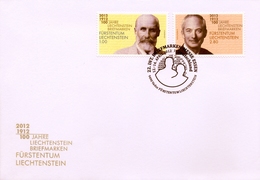 2012 , LIECHTENSTEIN , INT. BRIEFMARKEN - MESSE - ESSEN , 100 ANIV. DE LA FILATELIA EN EL PAIS - Briefe U. Dokumente