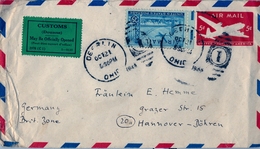 1943 ESTADOS UNIDOS , SOBRE ENTERO POSTAL CIRCULADO , OBERLIN - HANNOVER , ETIQUETA DE ADUANAS - 1941-60